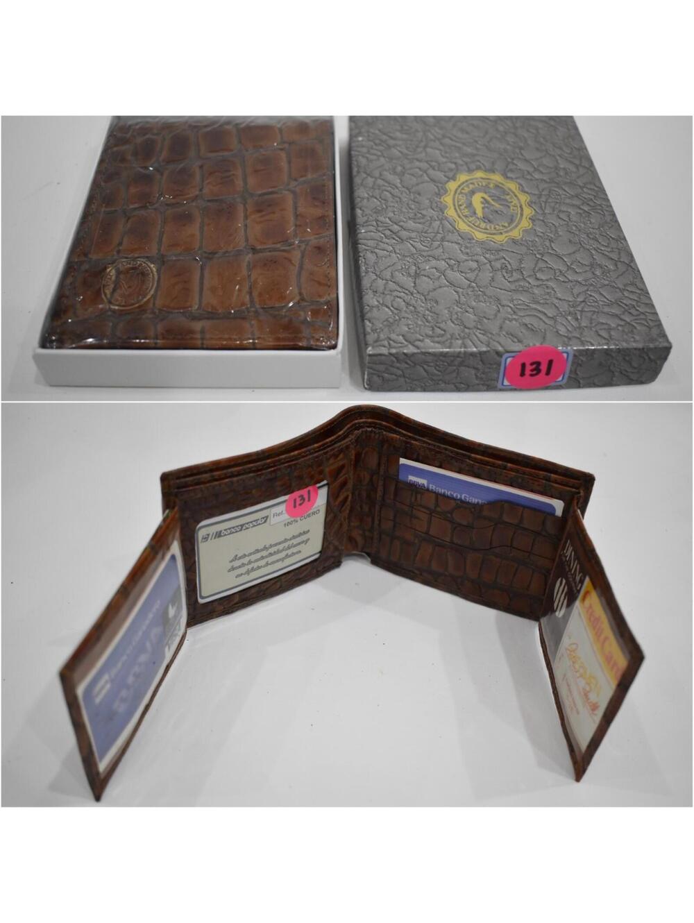 Andrue Handmade Italian Leather Crocodile Pressed Men Male Bifold Wallet 131